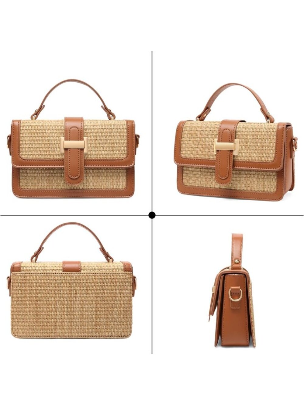 Woven Straw Crossbody Bag for Women - Small Summer Purse & Beach Handbag - Picture 7 of 8